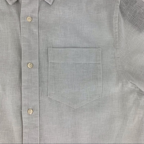 Joe's Jeans NWT Light Grey Linen Blend Short Sleeve Button Down Shirt, Small - Picture 7 of 16